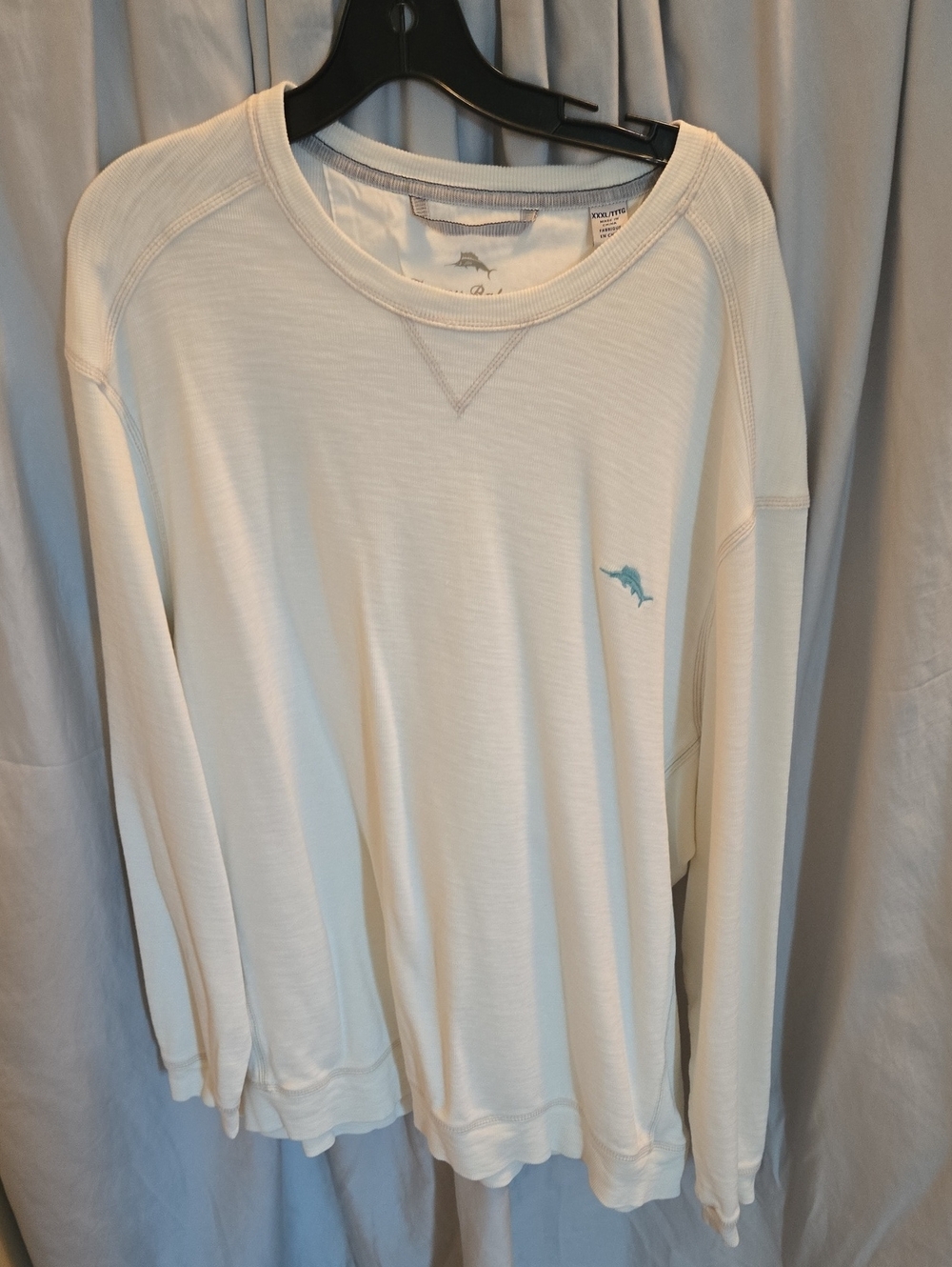 Tommy Bahama Cream Crewneck Sweater with Light Teal Dolphin Accent